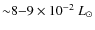 ${\sim} 8{-}9\times 10^{-2}~L_\odot$