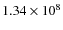 $1.34 \times 10^{8}$