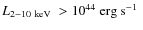 $\mbox{${L_{2-10~{\rm keV}}}$ }>10^{44}~\mbox{erg~s$^{-1}$ }$