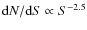 ${\rm d}N/{\rm d}S\propto S^{-2.5}$