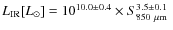 $L_{\rm IR}[L_{\odot}]=10^{10.0\pm0.4}\times S_{850~\mu{\rm m}}^{3.5\pm0.1}~$