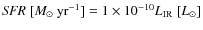 ${\it SFR}~[{M}_{\odot}~ {\rm yr}^{-1}] = 1\times 10^{-10} L_{\rm IR}~[{L}_{\odot}]$