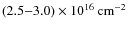 $(2.5{-}3.0) \times 10^{16}\hbox{\kern 0.20em cm$^{-2}$ }$