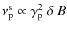 $\nu_{\rm p}^{\rm s}\propto \gamma_{\rm p}^2~ \delta~ B$