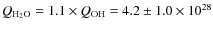 $Q_{\rm H_2O} = 1.1 \times Q_{\rm OH} = 4.2\pm1.0\times10^{28}$