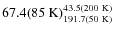 $\rm 67.4(85~K)^{43.5(200~K)}_{191.7(50~K)}$