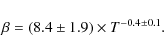 \begin{displaymath}\beta = (8.4\pm1.9) \times T^{-0.4\pm0.1} .
\end{displaymath}