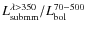 $L^{\rm\lambda > 350}_{\rm submm}/L^{\rm 70- 500}_{\rm bol}$