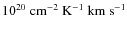 $10^{20}~\rm cm^{-2}~K^{-1}~km~s^{-1}$