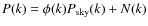 $P(k) = \phi(k) P_{\rm sky}(k) + N(k)$