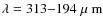 $\lambda=313{-}194\mbox{$\;\mu$ m}$