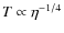 $T\propto\eta^{-1/4}$
