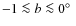$-1 \la b \la 0\hbox{$^\circ$ }$
