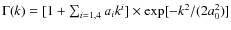 $\Gamma(k) = [1 + \sum_{i=1,4} a_i k^i ] \times \exp[-k^2/(2 a_0^2)]$