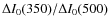 $\Delta I_{0}(350)/\Delta I_{0}(500)$