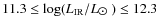 $11.3 \leq \log(L_{\rm IR}/L_{\hbox{$\odot$ }})\leq 12.3$