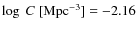$\log~C~{\rm [Mpc^{-3}]}=-2.16_{}^{}$