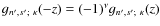$g_{n',s';~\kappa}(-z)=(-1)^\nu g_{n',s';~\kappa}(z)$
