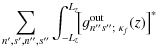 $\displaystyle \sum_{n',s',n'',s''}
\int_{-L_z}^{L_z} \!\!
\big[g_{n''s'';~\kappa_f}^{{\rm out}}(z)
\big]^\ast$