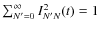 $\sum_{N'=0}^\infty
I_{N'N}^2(t) = 1$