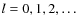 $l=0,1,2,\ldots$