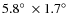 $5.8\mbox{$^\circ$ }\times 1.7\mbox{$^\circ$ }$