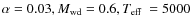$\alpha=0.03, M_{\rm wd}=0.6, \mbox{$T_{\rm eff}$ }=5000$