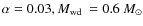 $\alpha=0.03, \mbox{$M_{\rm wd}$ }=0.6~M_{\odot}$