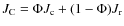 $J_{{\rm C}} = \Phi J_{{\rm c}} + (1 - \Phi)J_{{\rm r}}$