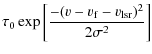 $\displaystyle \tau_{0} \exp{\left[ \frac{-(v - v_{{\rm f}} - v_{{\rm lsr}})^2}
{2\sigma^2} \right]}$