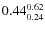 $ 0.44^{\rm0.62}_{0.24} $