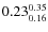 $ 0.23^{\rm0.35}_{0.16} $