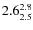 $ 2.6^{\rm 2.8}_{2.5} $