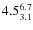 $ 4.5^{\rm 6.7}_{3.1} $