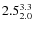 $ 2.5^{\rm 3.3}_{2.0} $