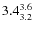 $ 3.4^{\rm 3.6}_{3.2} $