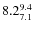 $ 8.2^{\rm 9.4}_{7.1} $