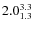 $ 2.0^{\rm 3.3}_{1.3} $