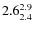 $ 2.6^{\rm 2.9}_{2.4} $