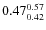 $ 0.47^{\rm0.57}_{0.42} $
