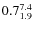 $ 0.7^{\rm 7.4}_{1.9} $