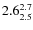 $ 2.6^{\rm 2.7}_{2.5} $