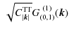 $\displaystyle ~ \sqrt{C_{\vert\vec{k}\vert}^{{\rm TT}}} G_{(0,1)}^{~ (1)}(\vec k)$