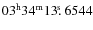 $03^{\rm h}34^{\rm m}13\hbox{$.\!\!^{\rm s}$ }6544$