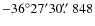 $-36^\circ27^\prime30\hbox{$.\!\!^{\prime\prime}$ }848$
