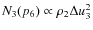 $N_3(p_6) \propto \rho_2 \Delta u_3^2$