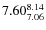 $\rm 7.60_{7.06}^{8.14}$