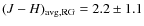 $(J-H)_{\rm avg,RG}=2.2\pm1.1$
