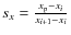$s_x=\frac{x_{\rm p}-x_i}{x_{i+1}-x_i}$