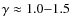 $\gamma \approx 1.0{-}1.5$